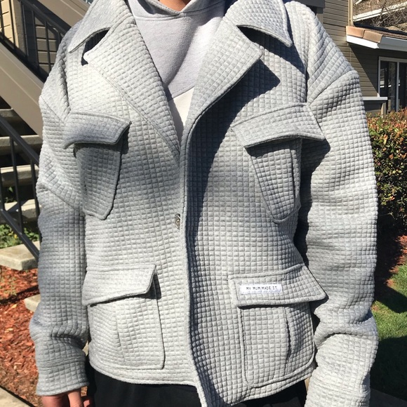 Dolls Kill Jackets & Blazers - My mum made it Grey oversized quilted jacket